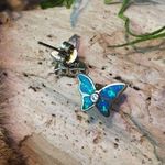 Sterling Silver Butterfly Blue Opal CZ  Earrings Photo 4