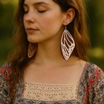 Handmade Faux Leather Butterfly Wing Hypoallergenic Earrings Pink Photo 0