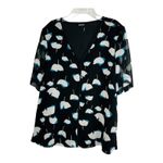 DKNY Floral Print V-Neck Elbow Sleeve L Photo 5