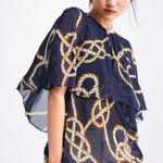 ZARA  size small Sheer nautical Rope Pattern top in Navy Photo 0