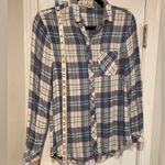 Beach Lunch Lounge Size XS Blue White Plaid Soft Flannel Button Down Shirt Photo 6