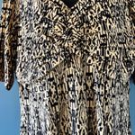 Signature By Robbie Bee XL Knot Front A Line Yellow Black 3/4 Sleeve Ethnic Midi Photo 1