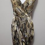 Anthropologie Greylin green reptile surplice silk sheath dress size small Photo 0