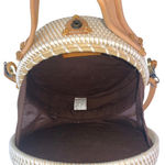 Street Level  White Tan Round Crossbody Sling Strap Boho Bali Rattan Handbag OS Photo 3