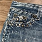 Miss Me  Low Rise Rhinestone Frayed Hem Stretch Jean Shorts Size 26 Photo 4