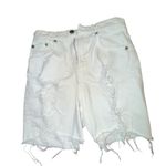 ZARA White Distressed Jean Shorts Photo 1