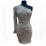 For Love & Lemons Love & Lemonade Rainbow Sequin One Shoulder Bodycon Mini Dress Size S NWT Photo 2