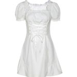 Korean brand SPOONING Ruffled Mini Dress EUC Size S White Photo 5