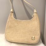 Etienne Aigner Creme Straw Shoulder Bag Leather Trim Photo 9