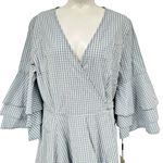 Calvin Klein $118 Light Blue White Gingham Check True Midi Wrap Dress Size 4 NEW Photo 3
