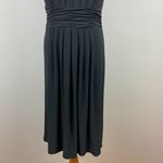 Evan Picone  Dress 6 Black Ruched Beaded Pleat Halter A-Line Cocktail Knee Length Photo 2