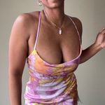 ASOS Design Pink Pop Floral Satin Cowl Neck Mini Dress Size Small Photo 1