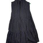 *New DIP Linen Blend Womens Sundress Womens XL Black Stripe Tiered Lined Dress Photo 0