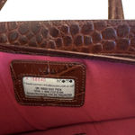 Knomo London Faux Croc Burgundy Laptop Tote Bag 18 x 12 x 6 Structured Chic GUC Brown Photo 7