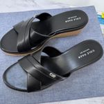 Cole Haan Briella Grand Black Leather Cork Wedge Slide Sandals Women's 9B Photo 2