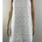 Bleuh Ciel Women’s Sleeveless White Lace Over Tan Lining Dress Size XS Back Zip Photo 0