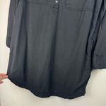Lou & grey  Womens 100% Lyocell Shirt Dress Button Down Sz Medium Black Popover Photo 9