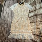 Pretty Little Thing White Frill Hem Lace Bodycon Dress 8 Fairycore Mermaid NEW Photo 2