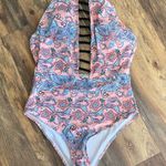 Cupshe  Fantasy Life Strappy One-piece Swimsuit Pink and Blue Paisley Large NWT Photo 0