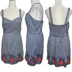 Mi Ami Blue Denim Sleeveless Mini Dress with Embroidered Detail Size Large Photo 1