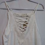 Lily Clothing Contrast White Lace Crisscross Front Sheen Tank Top Size L Size L Photo 1