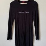 Guess  Los Angeles Women's Small Long Sleeve Ribbed Bodycon Black Mini Dress Y2K Photo 2