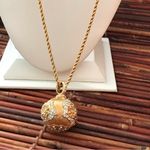 Swavorski Swarovski Crystal Ball pendant Necklace Gold tone on long chain 33” Photo 1
