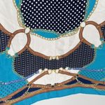 Vintage Ninto 100% Silk Square Hand Rolled Scarf Equestrian Blue Turquoise Photo 8
