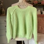 Wild Fable Lime Green Sweater Crewneck Acrylic  Womens Small Lime Green Cropped Photo 2