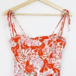 Free People Dress 8 NWOT Beach Party Shoulder Midi Linen Orange Floral Summer Photo 4
