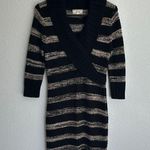 Pink Rose Black and Beige Striped Sweater Dress Size Medium Photo 0