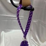 Handmade Purple and White Polka Dot Wristlet Keychain with Purple Pompom Photo 0
