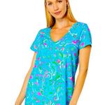 Lilly Pulitzer New Etta Blue Pink Vneck Short Sleeve Top S Photo 0