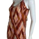 Olivaceous slip dress Ikat geometric boho print Small Photo 2