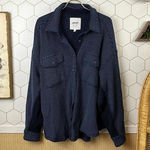 Aerie  Navy Blue Oversized LumberJane Waffle Shirt - Size - Large Photo 0