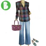 Kasper VINTAGE 1990'S  FOR ASL PURPLE, GRAY & BLUE PLAID WOOL BLAZER (12) Photo 1