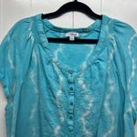 Indigo Womens Top 3X Cotton Nautical Breathable Casual Everyday Wear Comfort Blue Photo 2