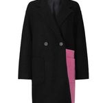Peter Som Collective Colorblock Wool Coat in Black 0 Womens Trench Jacket Photo 9
