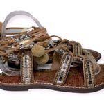 Sam Edelman  Women’s Size 7.5 Tan Graciela Leather Beaded Flat Strappy Sandals Photo 9