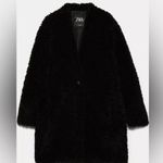 ZARA Soft Fleece Faux Fur Shearling Teddy Oversized One-Button Coat Jacket Sz XS Photo 4