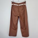 Loft Paperbag Utility High Rise Straight Leg Cotton Twill Belted Pants Brown Photo 5