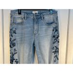Driftwood  Gizelle Jeans Size 29 High Rise Cropped Floral Embroidered Distressed Photo 2