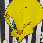 Looney Tunes Vintage 1997 White Black Striped Tweety Bird Daisy Graphic Tank Top Photo 4