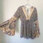 Free People  Once Upon a Summertime Boho Floral Romper Navy Blue Size XS Photo 3