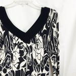 Cache  Medium Top Floral Print V Neck Sweater‎ Knit Black White Strappy VTG 649 Photo 6