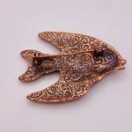 1928 Jewelry Koi Fish Brooch – Bronze Tone w/ Purple & Clear Rhinestones – NOS Brown Photo 3