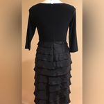 Adrianna Papell Mermaid Ruffle Layered Ruffles Dark Blue Low Cut V Neck … Photo 5