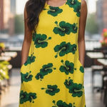 I.G. Sport XX Large Yellow Green Hibiscus Floral Sleeveless Maxi Dress Size XXL Photo 0