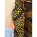 Boutique Women’s Art to wear Funky Boho Fuzzy Cardigan Acrylic Green Brown Black S Photo 6