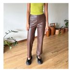 Lisa Says Gah Luisa Brown Faux Leather Straight Leg Pants, medium / large, EUC Photo 4